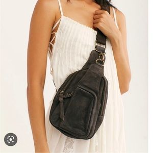Free People Hudson Suede Sling Bag in Chocolate